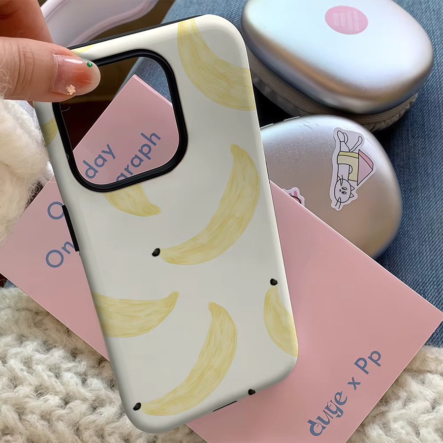 Handyhülle mit Bananenmotiv für Apple iPhone 17 16 15 14 13 12 11 Pro Max Plus in Multicolour mit doppelschichtiger Rückseite - Bild 3