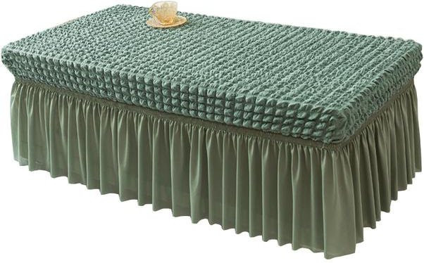S-EMIGA Bankbezug für Ottomane und Fußhocker, rechteckiger Stretch-Schonbezug aus 3D-Seersucker in Grün, Größe S (Länge: 120-130 cm) - Bild 1