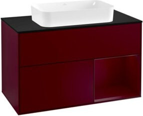 V&B Finion Waschtischunterschrank mit Abdeckplatte, Farbe Peony Matt, B/T: 100 x 50,1 cm, Regal rechts - Bild 1