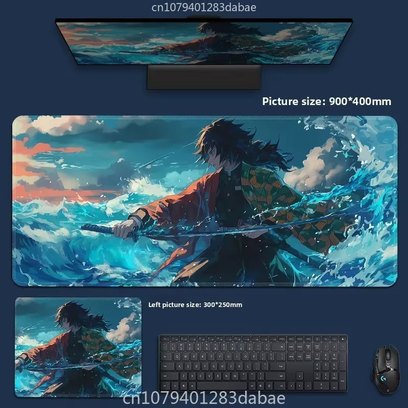 Potdemiel Leder Mausmatte im Dämon Slayer Anime Design, Mehrfarbig, Großes Tischset für PC und Tastatur - Bild 2