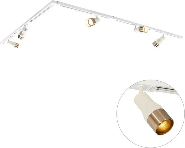 QAZQA Modernes Schienensystem Iconic Kohua mit 5 verstellbaren Strahlern in Beige und Gold - Bild 1