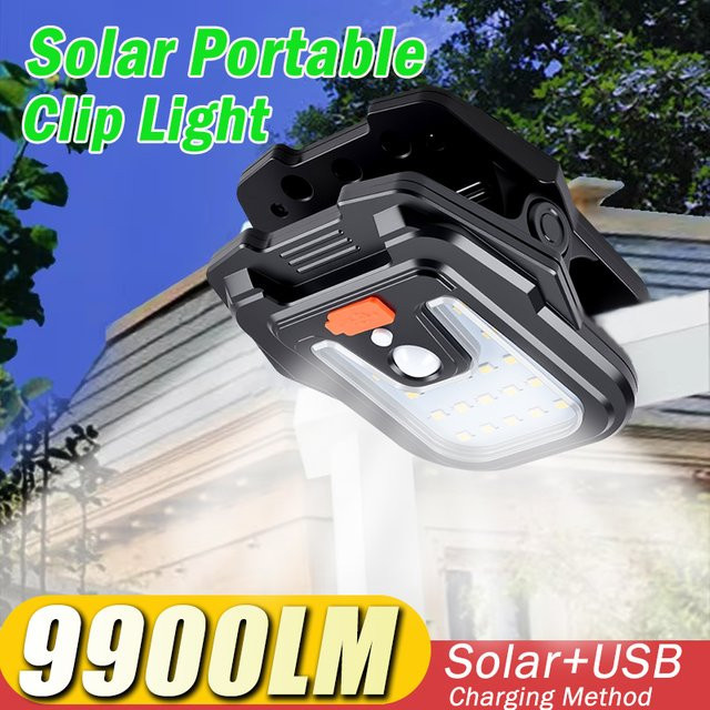 BALDR Solar Garten Außenleuchte mit Bewegungssensor und Clip, Wasserdichte Solar-Campinglampe in Schwarz - Bild 1