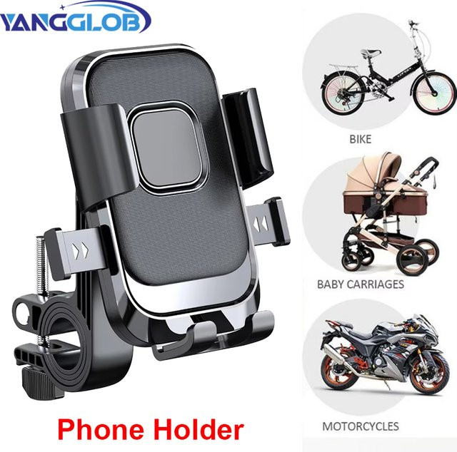 YANGGLOB Fahrrad-Telefonhalterung für Motorrad und MTB, schwarz, schnell verriegelbar und drehbar - Bild 1