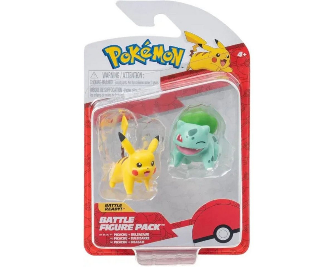 Jazwares Pokémon Battle Figure First Partner Set, 2er-Pack, Bisasam, Pikachu - Bild 1