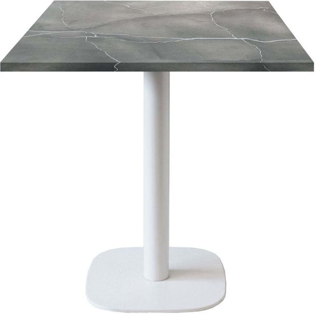 RestooTab Tisch Round quadratisch mit weißem Gestell und marmorierter Platte in Grau, Blau und Multicolour, B/T/H: 70 x 70 x 75 cm - Bild 1