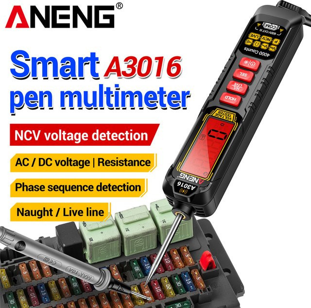 ANENG A3016 Mini Smart Pen Multimeter Digitaler AC/DC Spannungsprüfer mit NCV Induktion und Hintergrundbeleuchtung in Schwarz - Bild 1