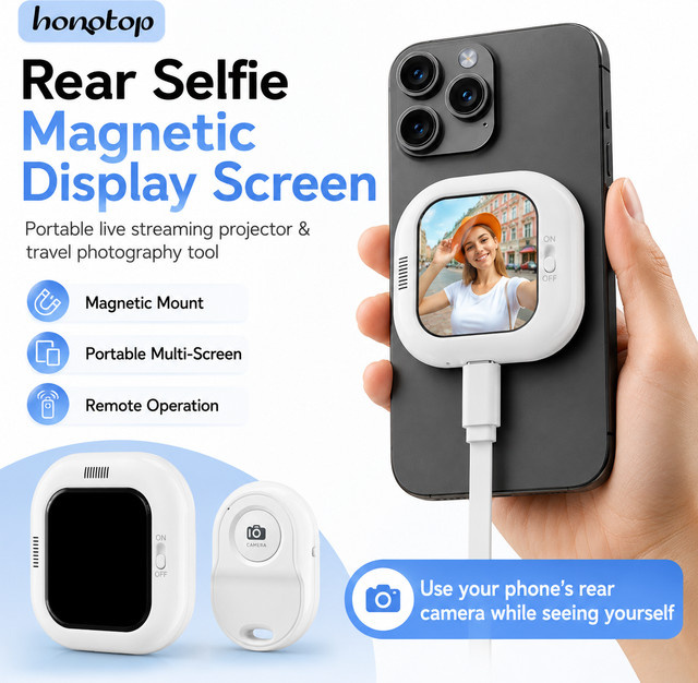HONGTOP H1 Magnetischer Selfie Monitor für Handy und Vlog in Weiß - Bild 1