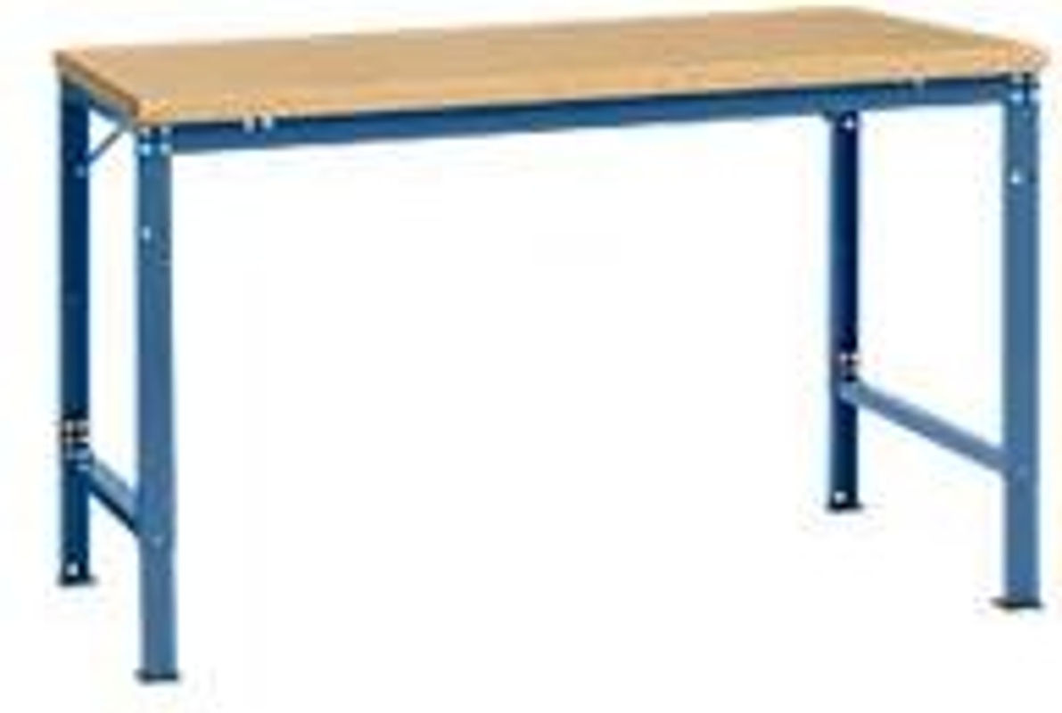 Manuflex Arbeits-Grundtisch UNIVERSAL Spezial mit Multiplexplatte, Farbe: Brillantblau, B/T/H: 150 x 100 x 72,2-102,2 cm - Bild 2