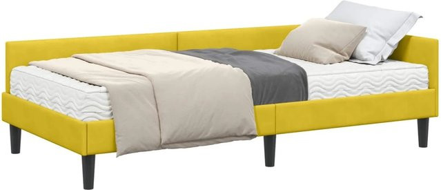 vidaXL Eckbettgestell mit Matratze aus Samt in Gelb, 2-teiliges Set, B/T: 90 x 190 cm - Bild 1