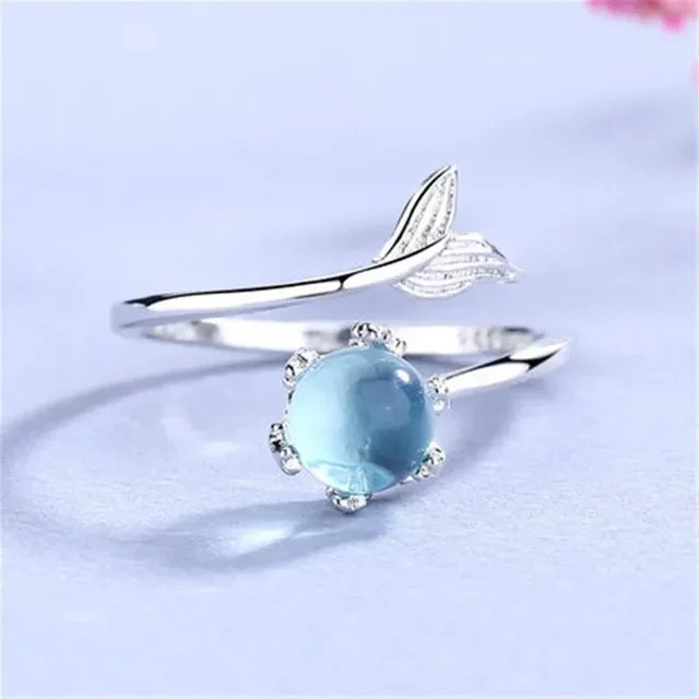 Ring 925 Silber, Fischschwanz, Kristall, Damen - Bild 1