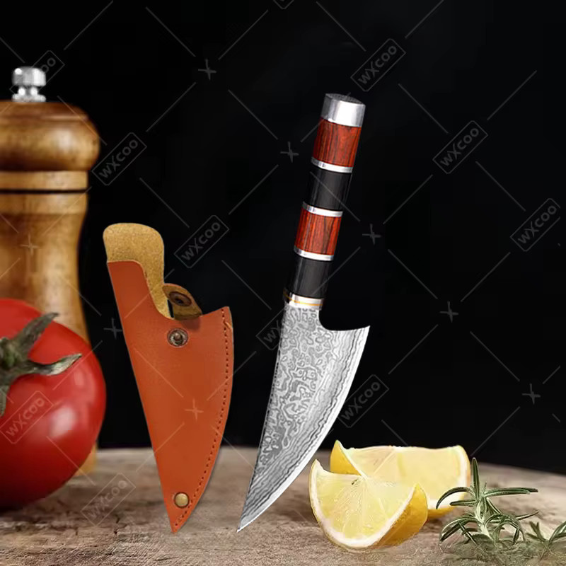 WXCOO Handgefertigtes Schmiedemesser aus Edelstahl mit Holzgriff und Schutzhülle als multifunktionales Ausbeinmesser zum Fleischschneiden - Bild 2
