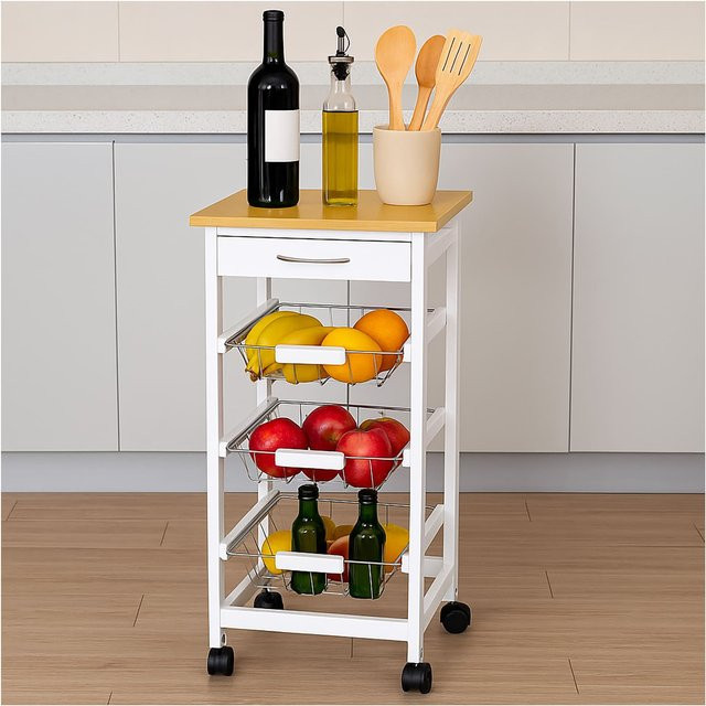 HTI-Living Servierwagen Small Blanca in Weiß aus Holz und Metall mit Rollen - Bild 1