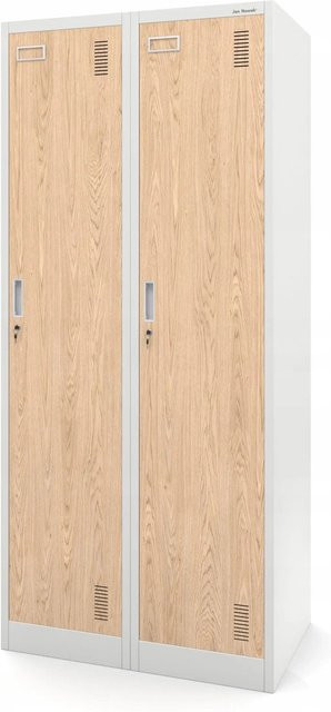 Jan Nowak Kleiderspind Kacper mit 4 Fächern aus Stahl in Weiß und Eiche, H: 180 cm, B: 80 cm, T: 50 cm - Bild 1