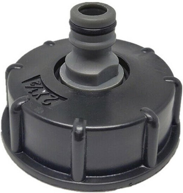 TOMTOP JMS IBC-Tank-Adapter mit 2-Zoll-Anschluss und Sicherheitsventil in Schwarz - Bild 1