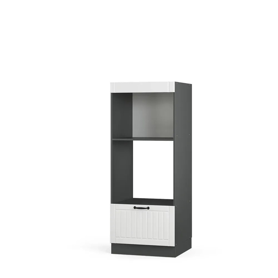 Vicco Mikrowellenschrank Fame-Line Landhaus Küchenschrank in Anthrazit und Weiß mit Softclose-Scharnieren, Breite: 60 cm, Höhe: 153 cm - Bild 3