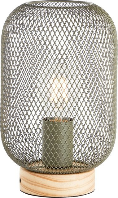 Brilliant Tischleuchte Giada aus Holz und Metall in Grün-braun Oliv, H: 26 cm, B: 16 cm, T: 16 cm - Bild 1