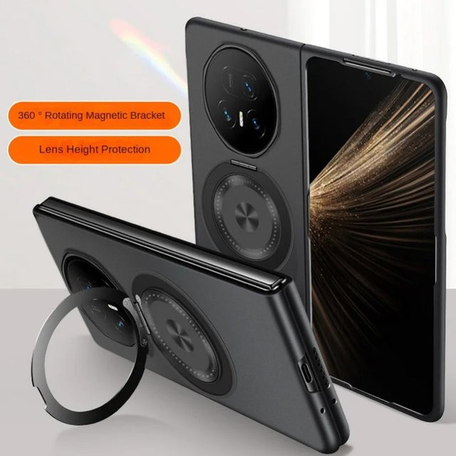 Magnetische Schutzhülle für Honor Magic V5 V3 V2 Vs3 Vs2 mit 360 Grad drehbarem Metallring und kabelloser Ladefunktion in Schwarz oder Silber - Bild 1