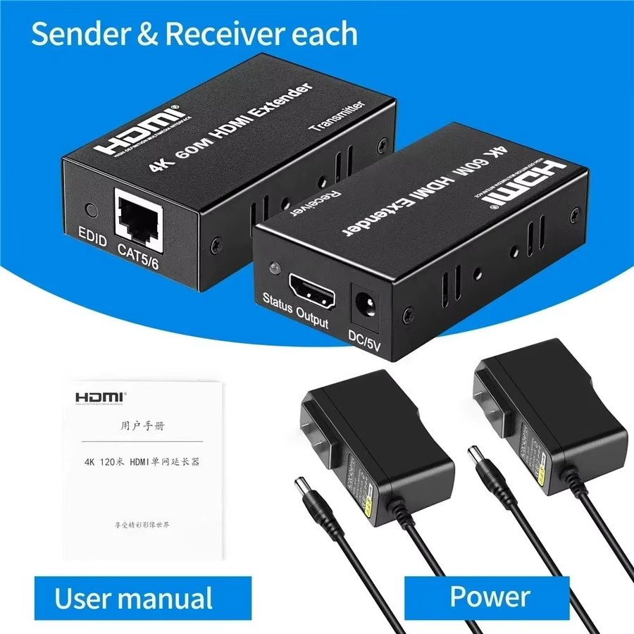 Konsenda HDMI Extender Kit 4K UHD über RJ45 Cat5e/6 Kabel, Schwarz - Bild 5