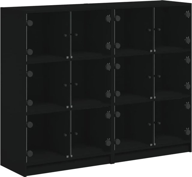 vidaXL Bücherregal mit Glastüren in Schwarz, Modernes Regal aus MDF und Glas, B/T/H: 136 x 37 x 109 cm - Bild 1