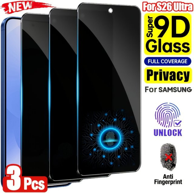 NNBILI 3er-Pack Sichtschutz-Displayschutzfolien aus gehärtetem Glas für Samsung Galaxy S26 S25 S24 Serie mit Unterstützung für Fingerabdruck-Entsperrung - Bild 1