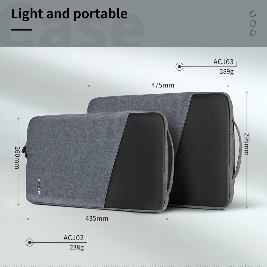 XPPen Schutzhülle in Grau als Schutztasche und Reisetasche für Stift-Displays und grafische Tablet-Monitore von 12 bis 16 Zoll - Bild 2