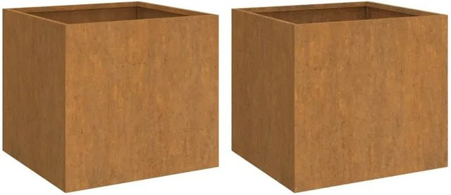 2er Set vidaXL Pflanzkübel aus Cortenstahl in Braun, B/T/H: 30 x 30 x 29 cm - Bild 1