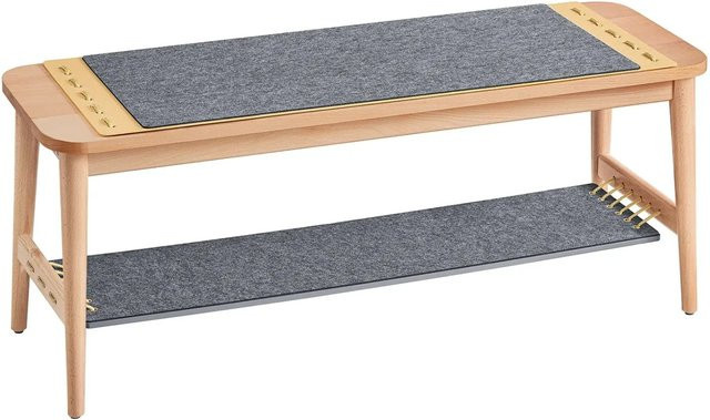SoBuy Schuhbank HFSR01-N aus Buche mit Sitzfläche und Schuhregal in Natur, B/T/H: 110 x 37 x 37 cm - Bild 1