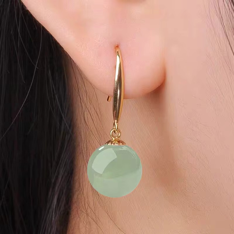 ALCADEN Ohrstecker, 925 Silber, Gold, Perle, Jade, Damen, Vintage - Bild 2