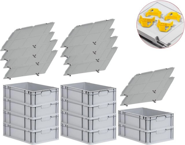 PROREGAL Spar Set mit 10x Eurobox Nextgen Economy in Gelb inklusive Auflagedeckeln und 4x Schiebeschnappverschlüssen, H x B x T: 17 x 40 x 60 cm, 34 Liter - Bild 1