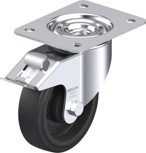 Blickle Lenkrolle LK-POEV 125KA-3-FI mit Feststeller in Schwarz und Silber, Rad-Durchmesser: 125 mm, Tragfähigkeit: 250 kg - Bild 1