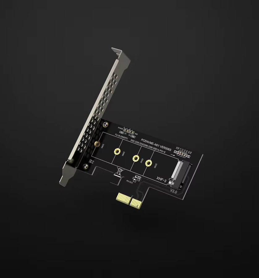 Haoyexin PCIe zu M2 NVME Adapterkarte mit 2 Ports, M Key SSD Konverter, PCIe X1 Erweiterungskarte, Schwarz - Bild 3