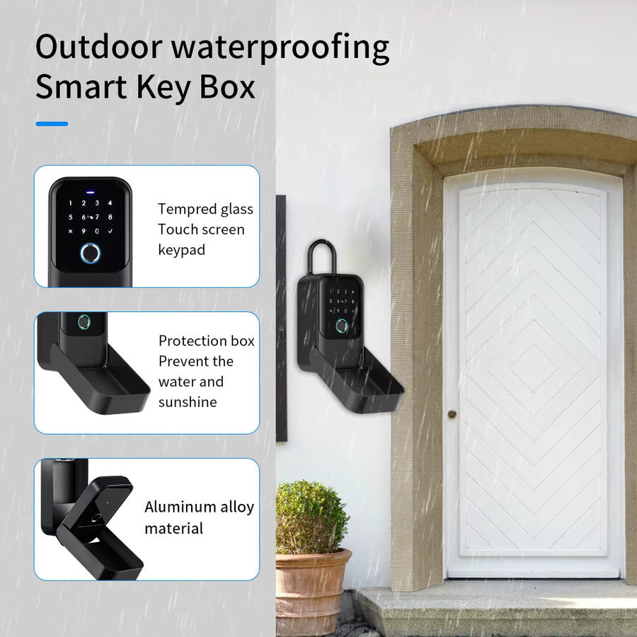 Wasserdichte Smart Lockbox mit Geheimcode und Tuya App-Unterstützung, kompatibel mit Bluetooth-Gateway, Schwarz - Bild 3