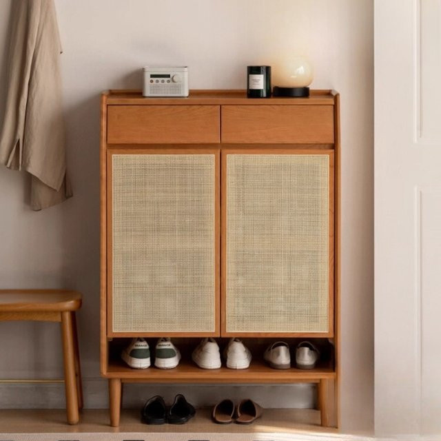 DUTRIEUX Schuhregal für den Flur aus Holz in Braun mit Scharniertüren und internen Regalböden - Bild 1