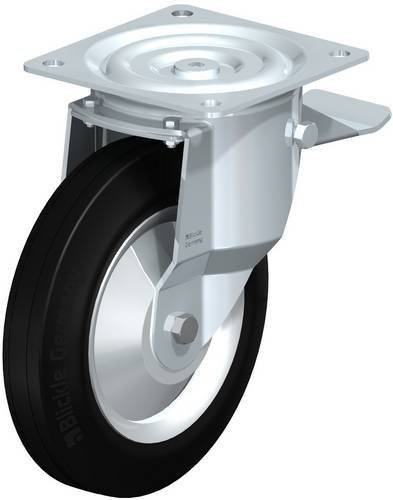 Blickle Lenkrolle 455 L-V 252R-ST-FA mit Feststeller in Schwarz und Silber, Rad-Durchmesser: 25 cm, Tragfähigkeit: 295 kg - Bild 1