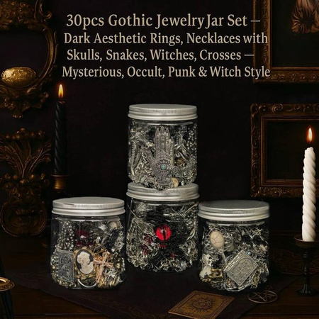 Jollyhit Schmuckglas-Set, Ringe, Halsketten, Ohrringe, Silber, Kristall, Unisex