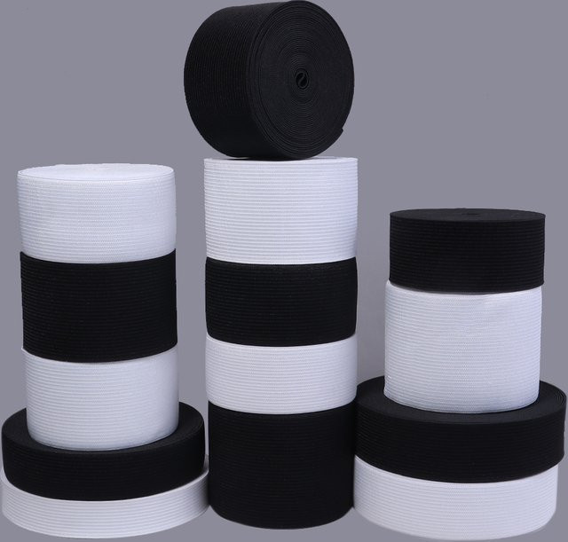 Hochelastisches Strick-Gummiband für DIY-Näharbeiten in Weiß und Schwarz, Breite: 15 mm bis 60 mm - Bild 1