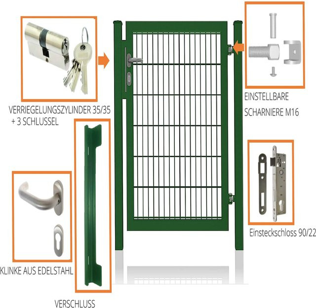 Fa-Bausysteme Gartentor mit Vollrahmen in Moosgrün, Breite: 120 cm, Höhe: 180 cm - Bild 1