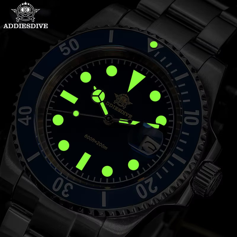 Addiesdive Armbanduhr, Quarz, Edelstahl, 41 mm, Herren, Schwarz - Bild 2