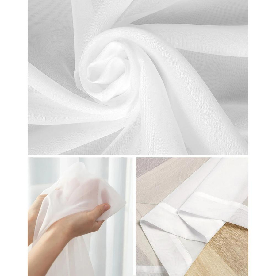 Yiran Furniture Transparentes Voile-Vorhang in Salbeigrün mit Marmorierung, Tüll und Organza für Wohnzimmer und Küche, B: 135 cm, H: 115 cm - Bild 3