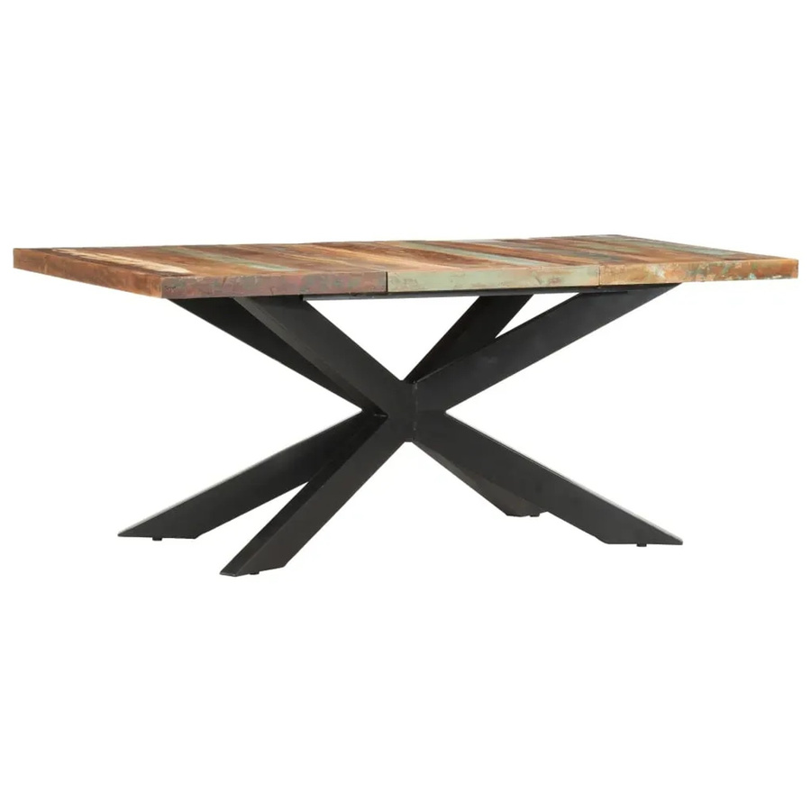 vidaXL Esstisch aus Massivholz und Stahl im Industrial Design, Braun, B/T/H: 180 x 90 x 76 cm - Bild 2