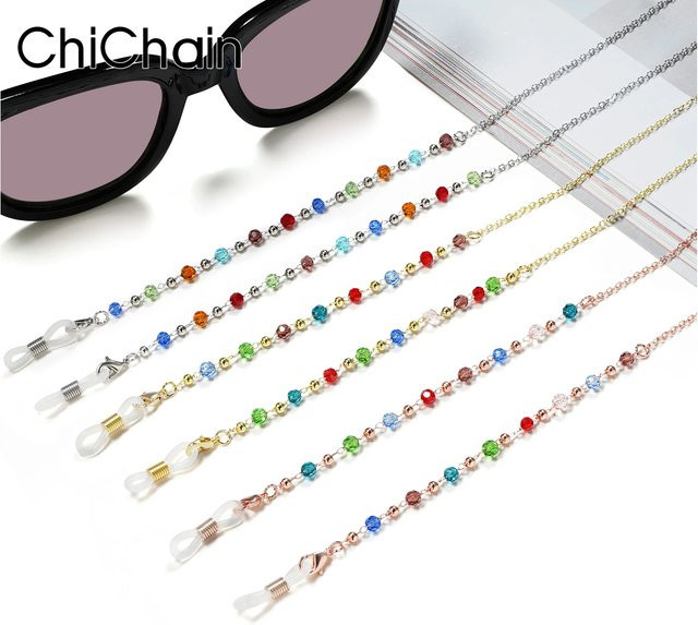 chichain Brillenkette, bunte Kristallperlen, silver - Bild 1