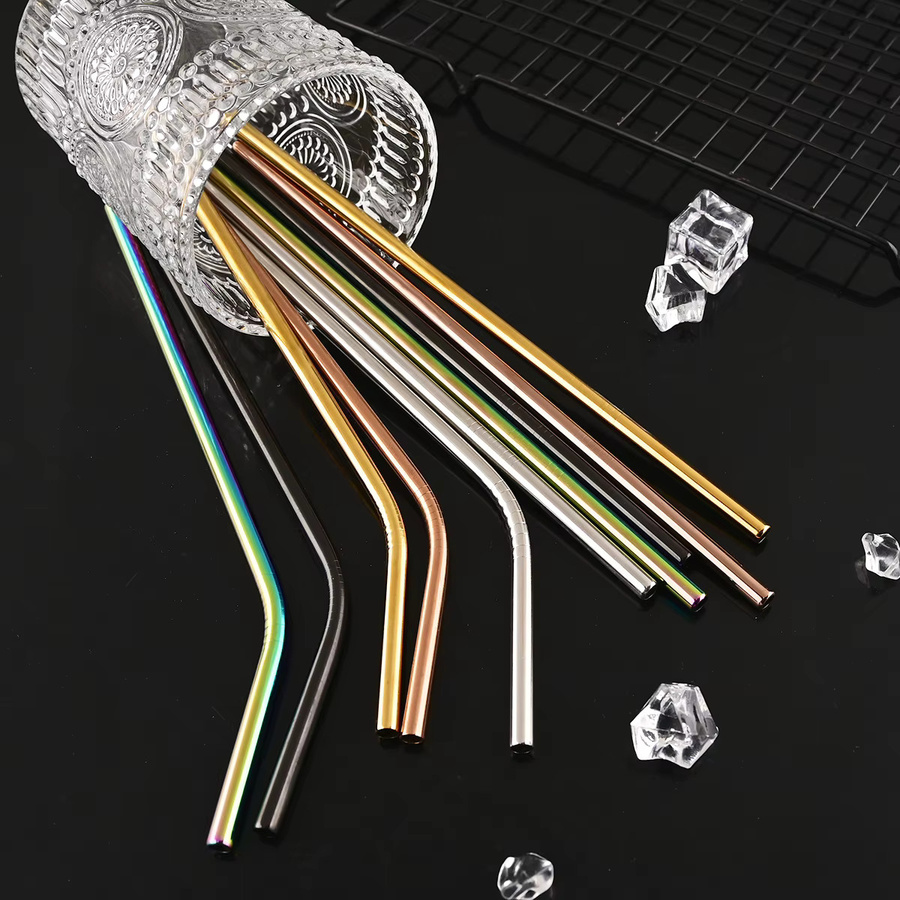 9-teiliges Edelstahl-Trinkhalm-Set aus 304 Edelstahl in Multicolor für Cocktails und Kaffee - Bild 1