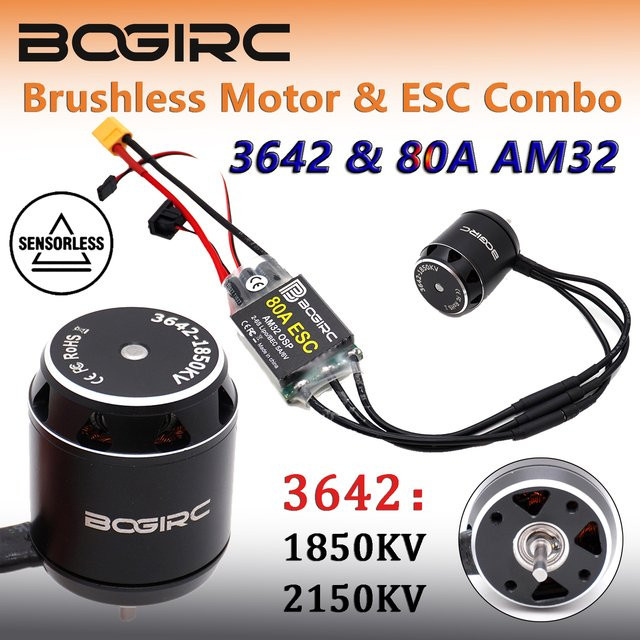 BOGIRC Bürstenloses Combo-Set 3642 1850/2150 KV Motor AM32 80 A ESC 5 A/6 V, Metall, Schwarz - Bild 1