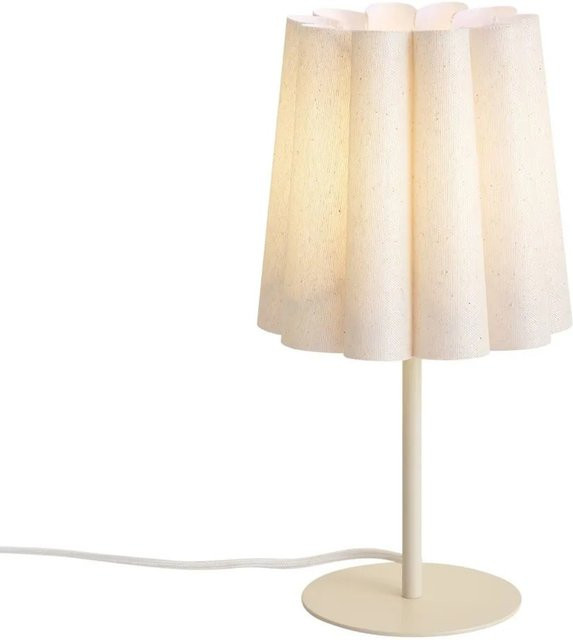 QAZQA Japandi Tischleuchte Jenni in Beige mit Stoffschirm und Metallfuß, dimmbar, E27 - Bild 1