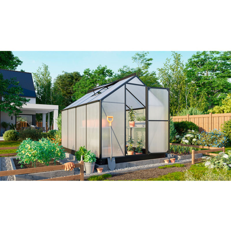 Vitavia Gewächshaus Eos in Schwarz mit 6,0 m² Fläche, Polycarbonat-Platten und Schwingtür, B/H/L: 197,7 x 195,9 x 303,6 cm - Bild 5
