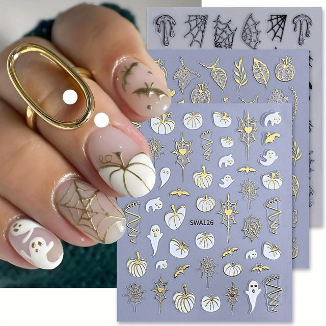Sweet Trend Nail Art Aufkleber, Metallic, Halloween Design, 3 Stück - Bild 1