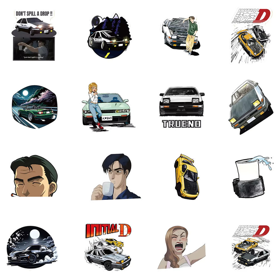 Bandai Anime Initial D Aufkleber, Manga-Sticker, 10/30/60 Stück - Bild 5