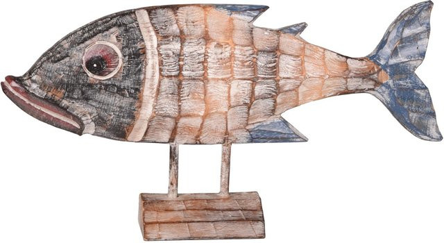 DELUKE Holzfisch GRETAL aus Albasia-Holz in Natur Braun, Holzdekoration in Fisch-Optik, B: 27 cm, T: 8,5 cm, H: 50 cm - Bild 1