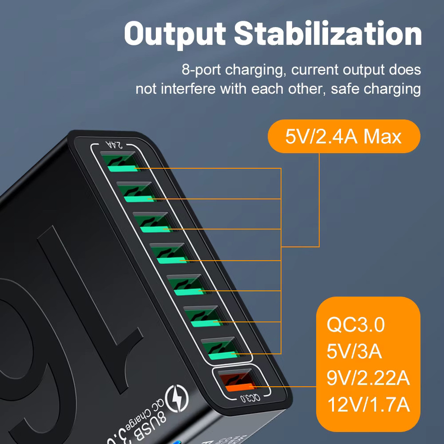 GUSEYEE 150 W USB Quick Charge 3.0 Ladegerät mit USB-A Anschluss in Schwarz - Bild 4