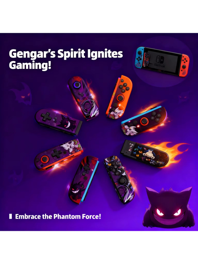 Bandai Gengar Cartoon Schutzhülle für Nintendo Switch und Nintendo Switch OLED mit geteiltem Design für Joy-Con, stoßfest und sturzsicher - Bild 2